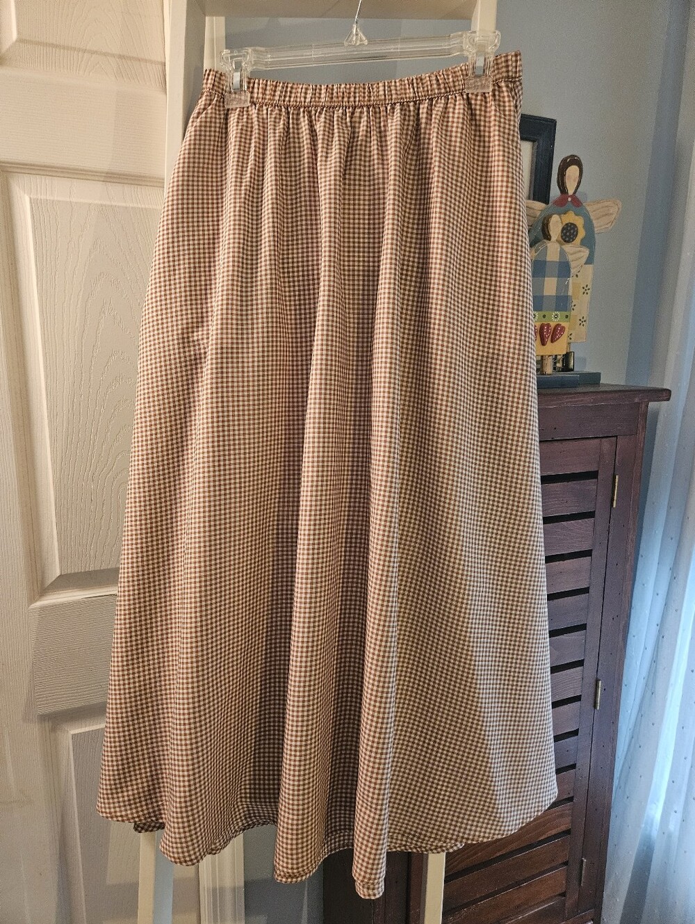A New Day Brown Gingham A-Line Skirt